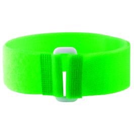 5 Bracelets auto-agrippants fluo avec passant vert UKAL
