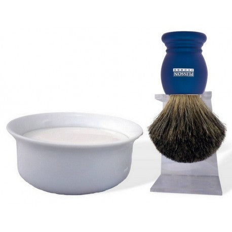 Coffret de Rasage 3P, blaireau & support, bol & savon Access Bleu nuit PLISSON