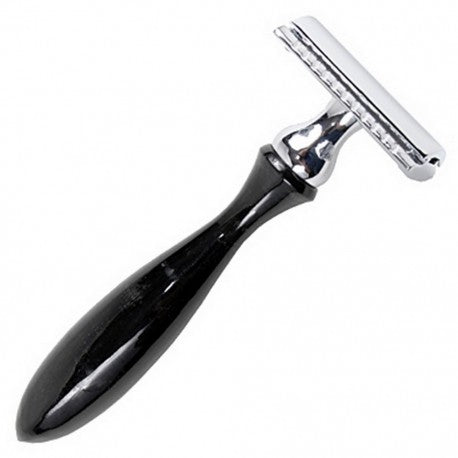 Rasoir Sureté à peigne fermé en corne noire, ouv. total, , long 9.5cm, 75gr