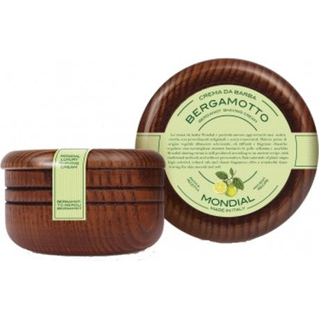 Savon-Crème à barbe BERGAMOTTO, bergamotte, bol en bois, couvercle MONDIAL 1908