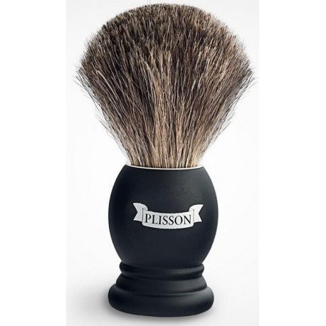 Blaireau pur poil gris de Russie, Taille 12, manche hêtre noir mat PLISSON