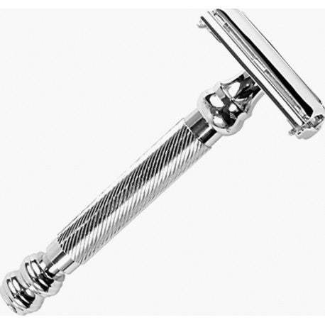 Rasoir de Sureté ouverture Papillon, manche chromé extra long 10.1cm, 100gr