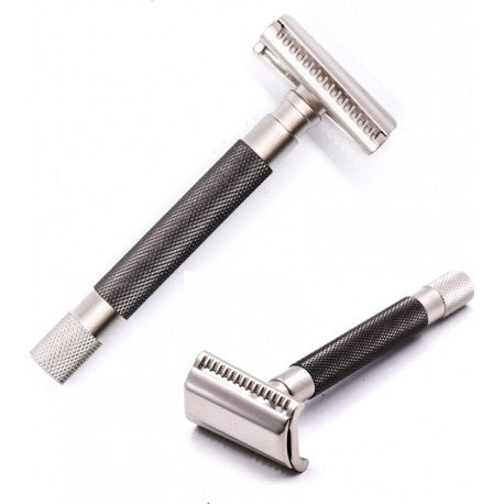 Rasoir Sureté Incliné Semi Slant,ouvert. Totale-manche noir Ext.long 10cm 90gr