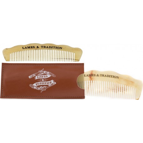 Peigne à Barbe en Corne, 13 cm, dans son étui Fait Main LAMES & TRADITION