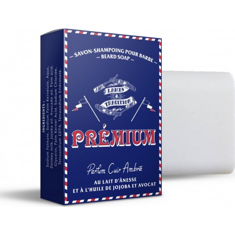 Savon-shampoing Barbe surgras au lait d’ânesse 100g, Parfum Cuir ambré LAMES&TRA