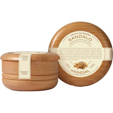 Savon-Crème à barbe SANDALO, bois de santal, bol en bois, couvercle MONDIAL 1908