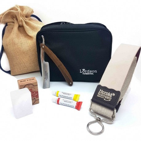 Trousse Kit Coupe Choux, cuir à lanière, pâte rasoir, Alun LORDSON