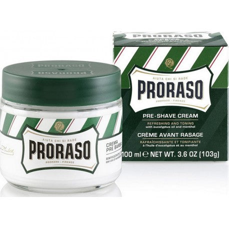 Crème Avant Rasage PRE SHAVE Vert, Eucalyptus & Menthe 100 ml PRORASO
