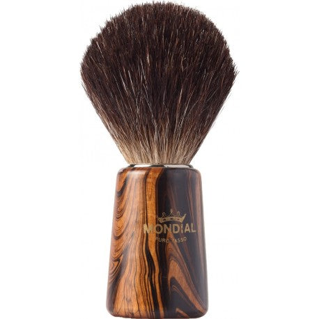Blaireau WOOD pur poil noir, Taille 12 manche trapèze bois veiné MONDIAL 1908