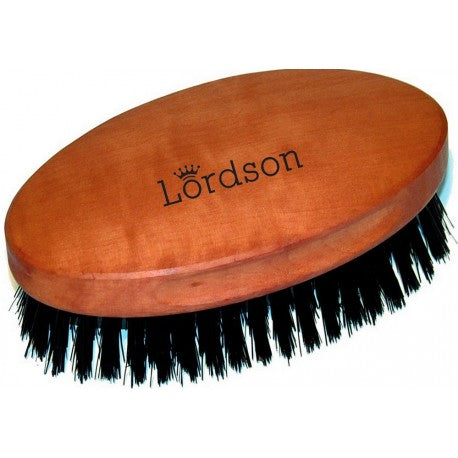 Brosse Barbe &Moustache Ovale 7 rangs 9.3 cm, Poirier, pur poil sanglier LORDSON
