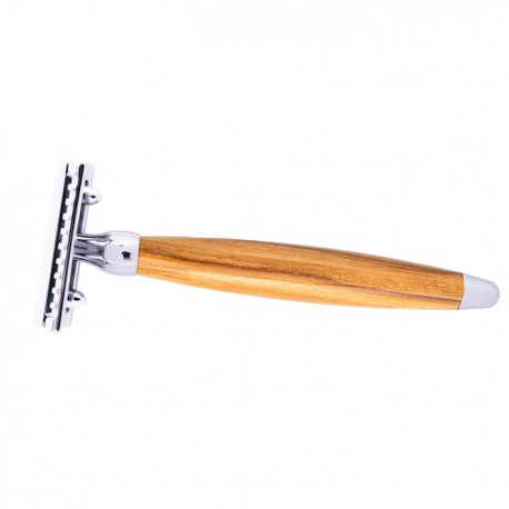 Rasoir tradition fermé classique bois d'olivier et chrome JORIS