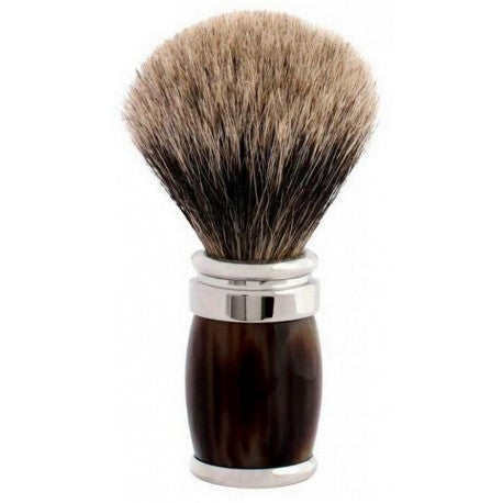 Blaireau pur poil gris Européen, taille 12, manche corne & Palladium JORIS