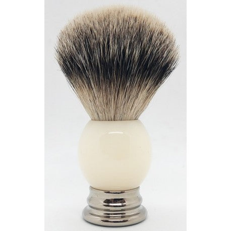 Blaireau pur Poil gris, manche blanc & métal LORDSON