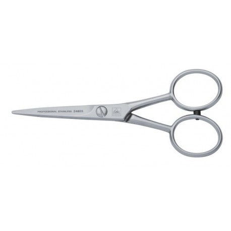 Ciseaux Gentleman à moustache droits, acier inox brossé de Solingen 11.5cm ERBE