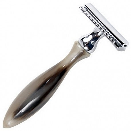 Rasoir Sureté à peigne fermé en corne blonde, ouv. total, , long 9.5cm, 75gr