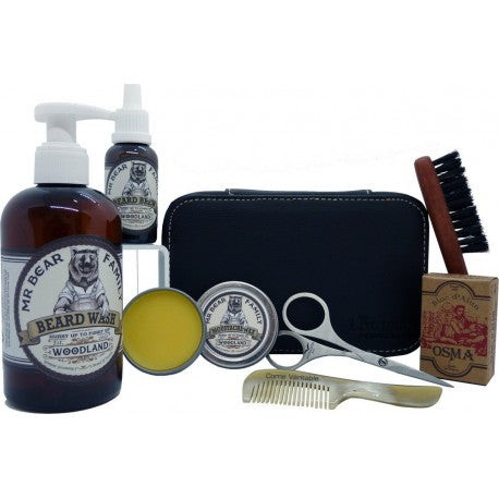 Trousse barbier grand modèle : shampoing, huile,cire,ciseaux,brosse,Alun LORDSON